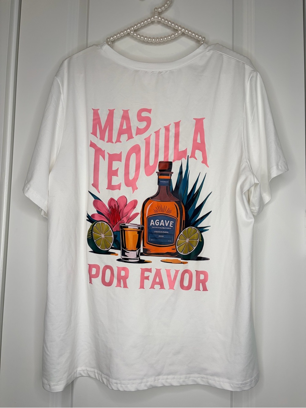 Bright White Mas Tequila Por Favor Graphic Tee XL